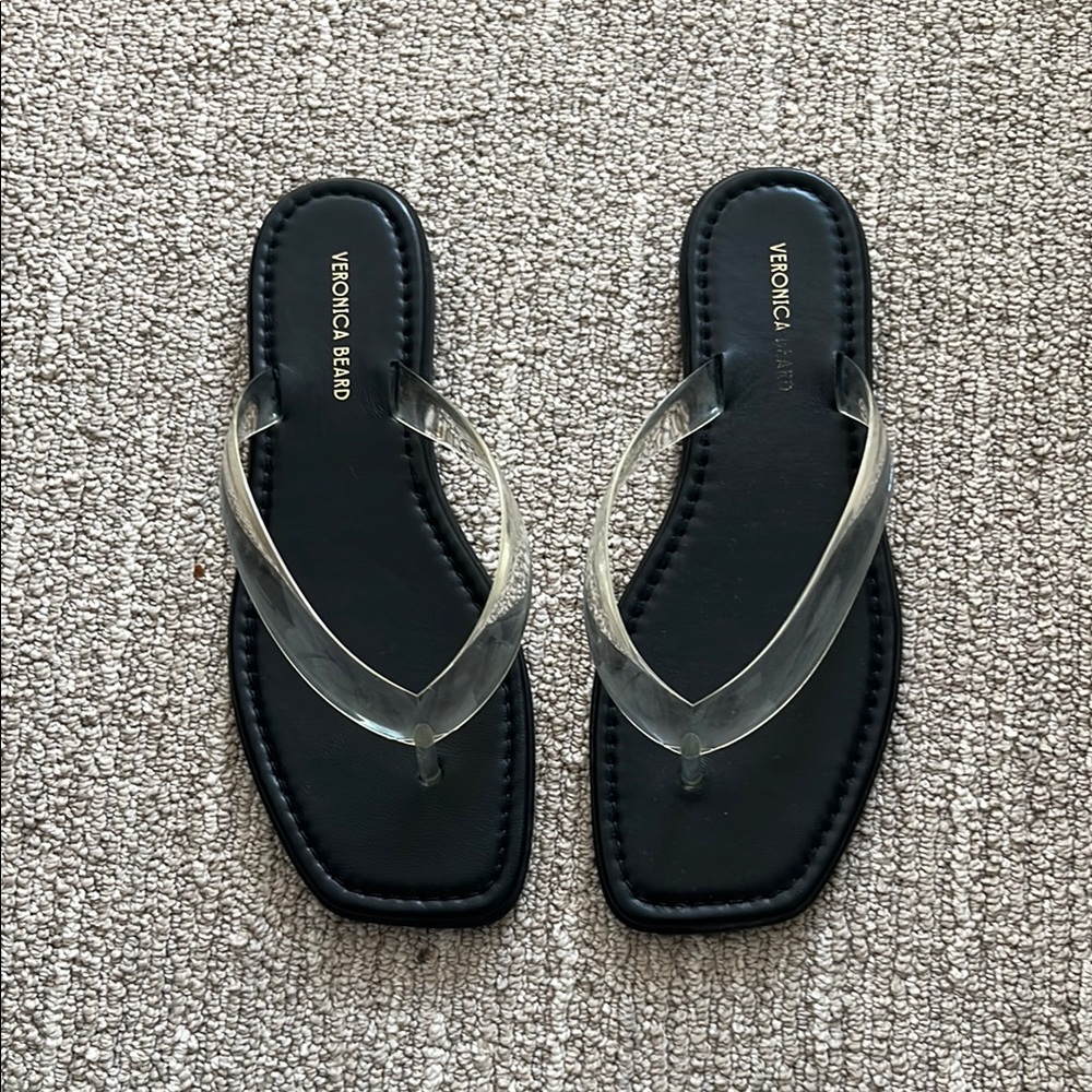 Veronica Beard Black Sandals with Clear Vinyl Straps